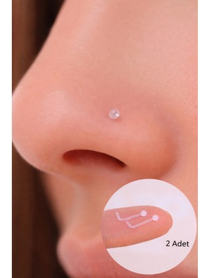Sacce Scarves & Accessories Antialerjik Bioplast Esnek Şeffaf Silikon Burun Piercingi Silikon Hızma 2 Adet