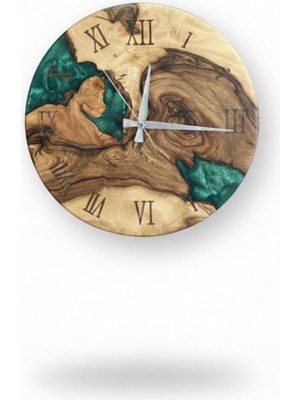 PremiumPort Şık Ahşap ve Epoksi Detaylı Modern Takvim Saati