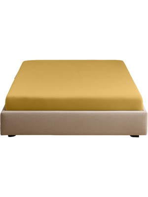Sabia Soft Touch %100 Pamuk 62 Tel – 100X200 +37 cm Yüksekliğe Kadar Uygun Tek Kişilik Lastikli Çarşaf Hardal