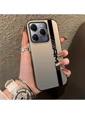 HONTINGA Tecno Spark 20 Pro ile Uyumlu Kılıfı Silikon Kenar Sert Arka Basitlik Anti Düşme Amg Desen Telefon Kılıfı K1-0609