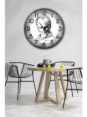 PremiumPort Şık ve Detaylı Atatürk Temalı 35X35 cm Duvar Saati