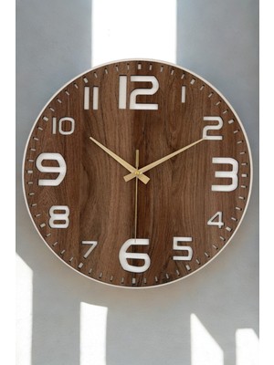 PremiumPort Büyük Boy Ahşap Rakamlı Modern Duvar Saati, Sessiz Mekanizma, 40 cm