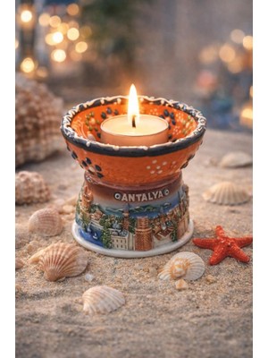 Masa Üstü Mum Aksesuarı Seramik | Tealight Uyumlu Dekor Ürünü | 6,5 cm – Ø 8 cm