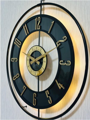 PremiumPort Modern Metal Camlı Duvar Saati, 50X70 Cm, Işıklı, Gerçek Cam, Şık Tasarım