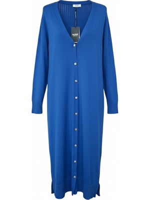 Nuss Triko Uzun Kol V Yaka Düğmeli Elbise