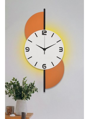 PremiumPort Şık Ahşap Işıklı Beyaz Duvar Saati 30X65 Cm, Modern Tasarım