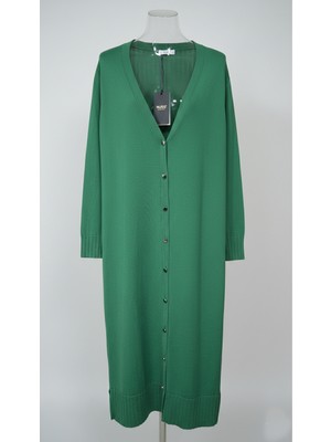 Nuss Triko Uzun Kol V Yaka Düğmeli Elbise