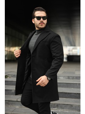 Baselco Slim Fit Astarlı Uzun Kaşe Kaban