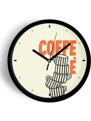 PremiumPort Modern Yazılı Mutfak Duvar Saati, 25CM, Siyah Kasa, Cam Önü Tarzı