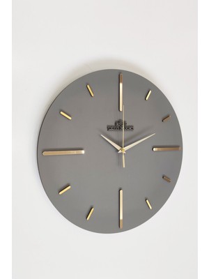 PremiumPort Şık Antrasit ve Gold Renkli Aynalı Duvar Saati 37X37CM