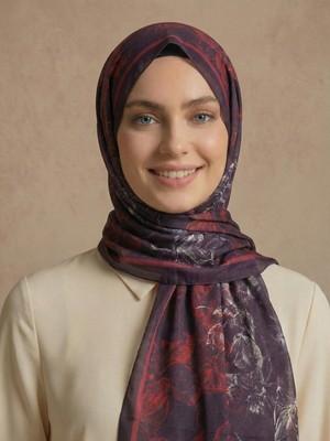 Scarfella Dijital Soft Şal Kırışmaz Kaymaz Ütü Istemez Tok Duruşlu Desenli Başörtüsü SL703