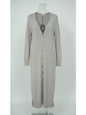 Nuss Triko Uzun Kol V Yaka Düğmeli Elbise