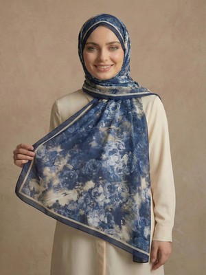 Scarfella Dijital Soft Şal Kırışmaz Kaymaz Ütü Istemez Tok Duruşlu Desenli Başörtüsü SL706