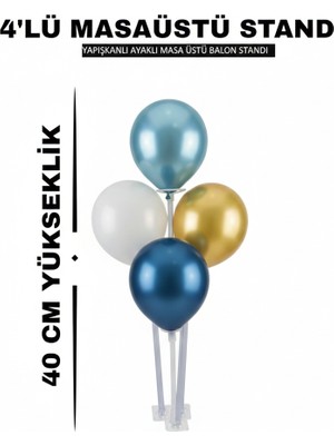 Deniz Party Store 4 Çubuklu Masa Üstü Yapışkanlı Ayaklı Balon Standı 40 cm