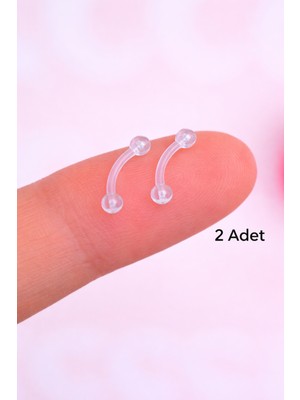 Sacce Scarves & Accessories Bioflex Hipoalerjenik  Antialerjik Şeffaf Silikon Piercing 8 mm İki Ucu Toplu