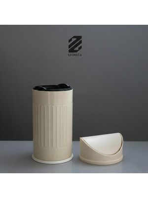 Eforeca Vintage Sallanır Çöp Kovası Çizgili Krem 16 Lt