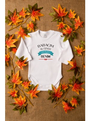 Overoz Doğum Günün Kutlu Olsun Baba Baskılı Beyaz Uzun Kollu Bebek Body Zıbın 5238