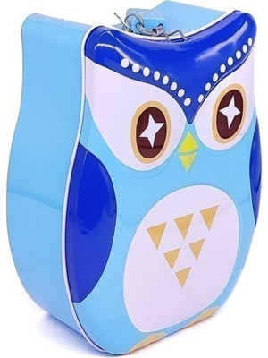 Artlantis Metal Kumbara Baykuş Anahtarlı 1 Adet Kilitli Baykuş Figürlü Kilitli Metal Kumbara 14X17CM