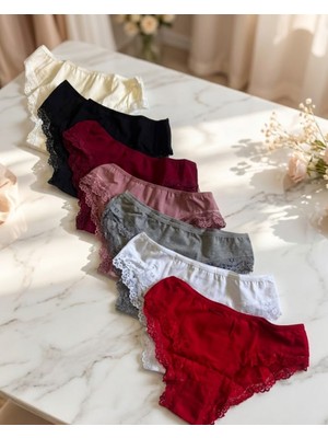 Luvina Elegance 7'li Dantel Detaylı Pamuklu Kadın Külot Seti (Premium Kalite)