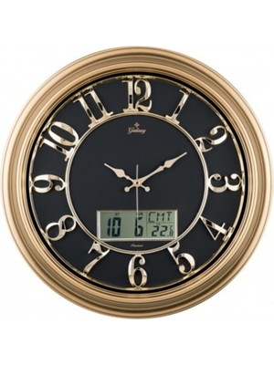 PremiumPort Büyük Boy Takvimli Termometreli Lüks Kabartma Rakamlı Duvar Saati