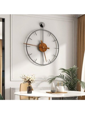 PremiumPort Modern Italyan Tarzı Büyük Metal Duvar Saati 50X60CM Mahsertini Black