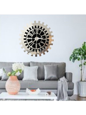 PremiumPort 40 cm Gümüş Piyano Temalı Dekoratif Duvar Saati Latin Rakamli