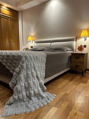 Doğuş Peluş Halı Modern Line Gri Peluş Yatak Ucu Runner