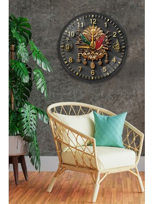 PremiumPort El Işçiliği Osmanlı Arması Duvar Saati, 29 Cm, Şık ve Zarif Tasarım