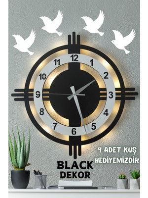 PremiumPort Modern Işıklı Duvar Saati, Şık ve Dekoratif Tasarım