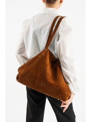 Piel Lino Pıel Lıno Kadın Hakiki Deri ve Süet Deri Omuz Çanta PL017 Taba