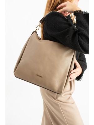 Piel Lino Pıel Lıno Kadın Hakiki Deri Omuz ve Çapraz Çanta PL029-D Vizon