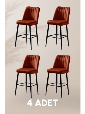 MyMassa Ada Bar Sandalye - Babyface Turuncu - Metal Siyah Ayak (4 Adet )