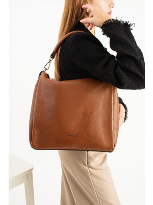 Piel Lino Pıel Lıno Kadın Hakiki Deri Omuz ve Çapraz Çanta PL029-D Taba