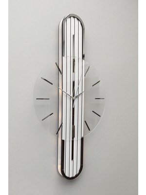 PremiumPort Şık Tasarım Aynalı 65CM Pilli LED Sessiz Mekanizma Saat