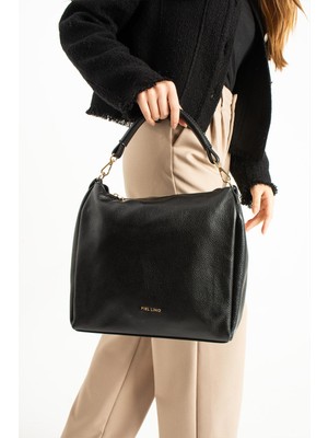 Piel Lino Pıel Lıno Kadın Hakiki Deri Omuz ve Çapraz Çanta PL029-D Siyah