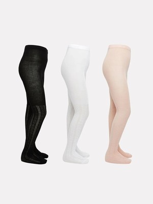 LC Waikiki Lcw Kids Pembe Desenli Kız Çocuk Külotlu Çorap 3'lü