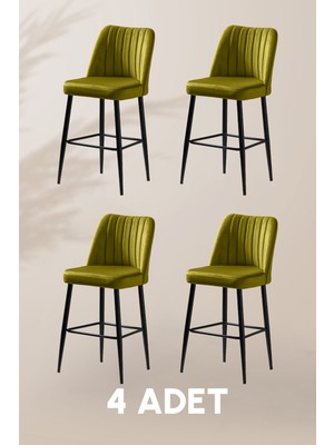 MyMassa Ada Bar Sandalye - Babyface Sarı - Metal Siyah Ayak ( 4 Adet )
