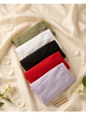 Luvina Elegance Fitilli Ribana Pamuklu Kadın Külot 5 Adet (Büyük Beden Mevcut)