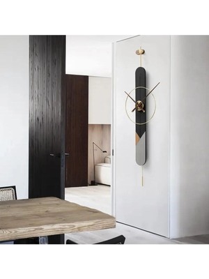 PremiumPort Şık Siyah-Gri Metal Lake Duvar Saati, Modern Dekorasyon Için Mükemmel