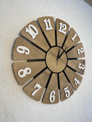 PremiumPort Şık Ahşap Duvar Saati, Sessiz Akar Mekanizma, 40 Cm, Modern Tasarım