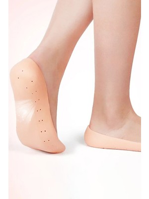 Gampus Patik Ayak Topuk Çatlak Çorabı Silikon Patik Ten Rengi Çorap