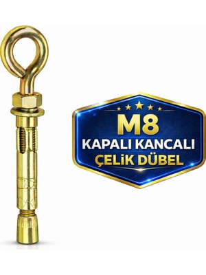 DESIPHON Kancalı Çelik Dübel M8 Kapalı Ağız Salıncak Boks Torbası Avize Tavan Asma Aparatı