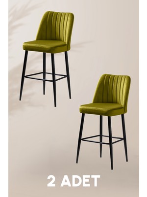 MyMassa Ada Bar Sandalye - Babyface Sarı - Metal Siyah Ayak ( 2 Adet )