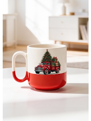 BB Design Yılbaşı Aracı Tasarımlı Baskılı Seramik Pro Kupa Bardak 330ML