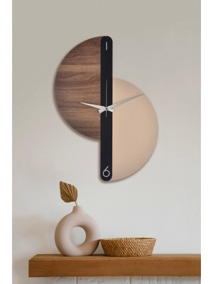 PremiumPort Büyük Boy Ahşap Dekoratif Duvar Saati, Iki Yönlü Kullanım, 40X55 cm