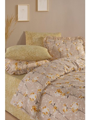 Uçkan Home %100 Pamuk Fırfırlı Çift Kişilik Nevresim Seti