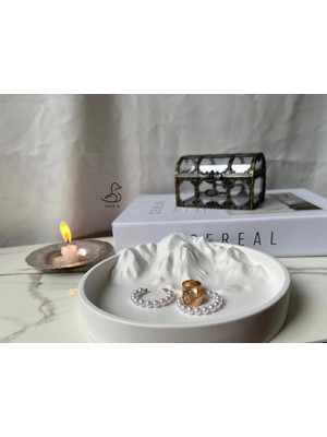 CasadiDuck Dağ Görünümlü 3D Taş Tozu Dekoratif Tabak 2’li