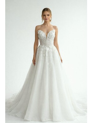 Zöhra Avcı Gelinlik Ve Moda Viola Fransız Dantel Çicek Desenli Helen Gelinlik