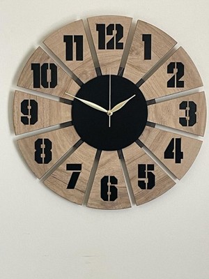 PremiumPort Şık ve Modern 40X40 cm Lazer Kesim Havuç Dilimli Dekoratif Duvar Saati