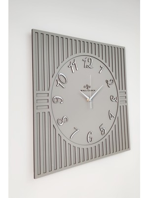 PremiumPort Modern Kare Çizgi Desenli Türkçe Rakam Duvar Saati 50X50CM
